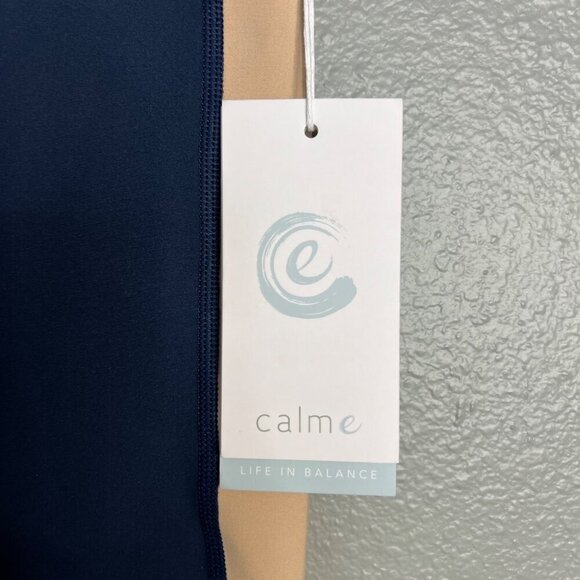 NWT Calme by Johnny Was Endurance Color Blocked Legging Navy Cream XS - Picture 5 of 11